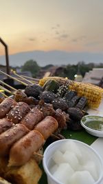Close-up of food on barbecue grill