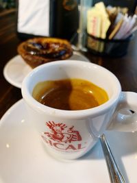 High angle view of tea served on table