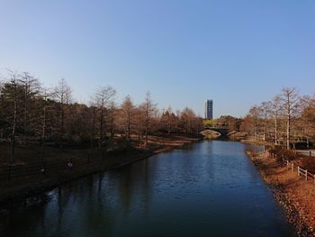 Scenic view of river against clear sky