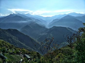 Scenic view of mountains against sky