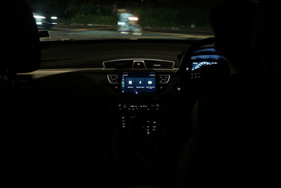 Interior of illuminated car