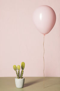 Close-up of balloons against wall