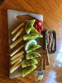 Directly above shot of fruits on table