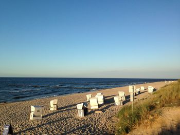 Scenic view of sea against clear sky