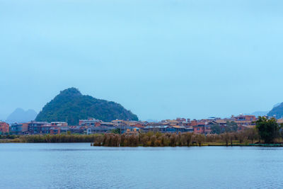 Scenic view of sea against clear sky