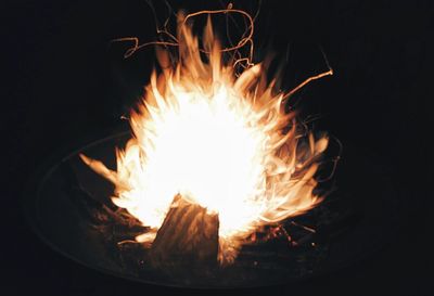 Close-up of bonfire at night