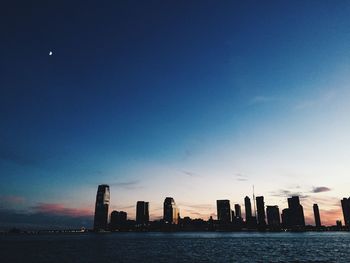 City skyline at dusk