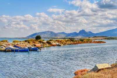 Scenic view of lake against sky