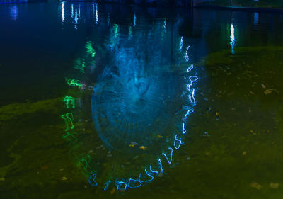 Close-up of illuminated water in lake