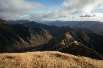 Scenic view of mountains against sky