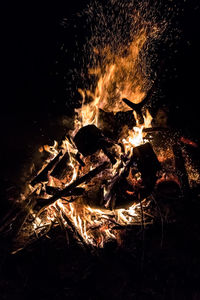 High angle view of fire crackers at night