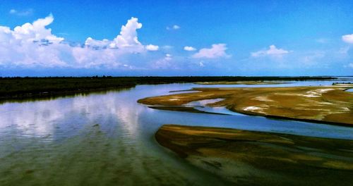 Scenic view of lake against sky