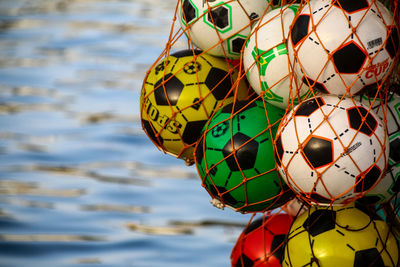 Close-up of soccer ball on water