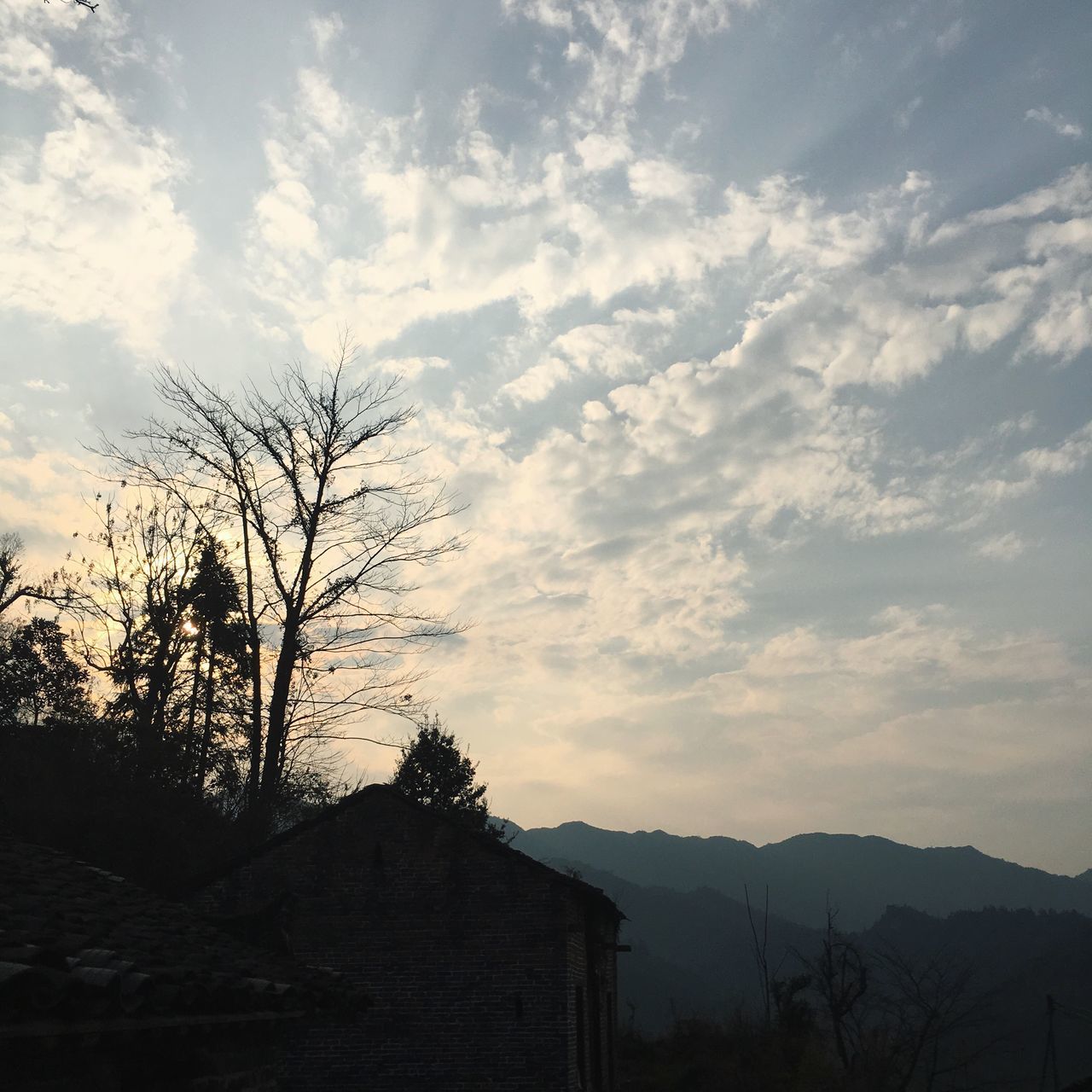 sky, sunset, silhouette, cloud - sky, beauty in nature, no people, built structure, architecture, building exterior, tree, outdoors, nature, scenics, low angle view, day