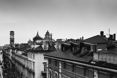 Panoramic view of city against clear sky