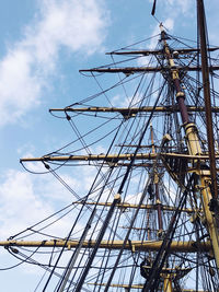 Low angle view of sailboat against sky