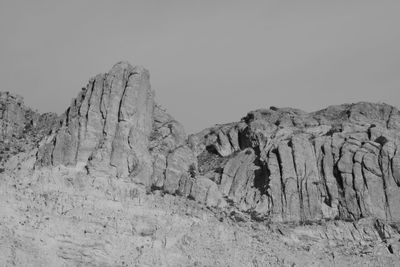 View of rock formation against clear sky