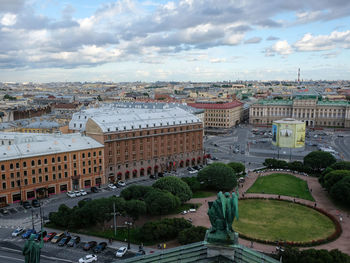 Astoria and angleterre hotels  from colonnade of st. isaac cathedral in saint petersburg, russia