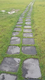 High angle view of footpath