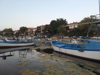 View of boats in marina