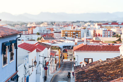 High angle view of townscape against sky