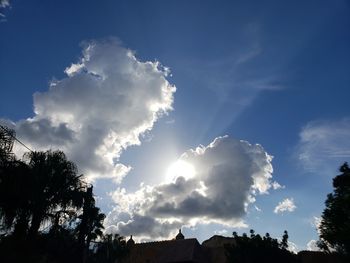 Low angle view of silhouette trees against sky