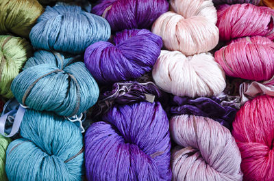 Full frame shot of colorful wools