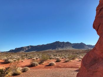 View of a desert against blue sky