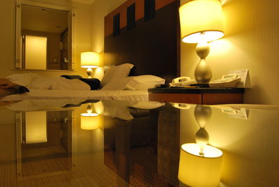 Illuminated lamp at home