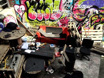 Close-up of abandoned building