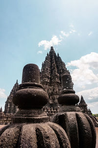 Temple against sky with building in background