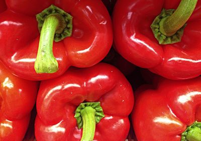 Full frame of red bell peppers