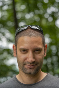 Portrait of man smiling outdoors