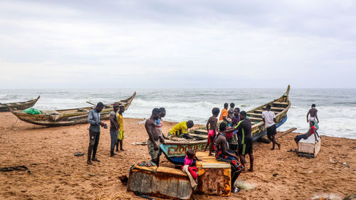 Panoramic view of people on beach