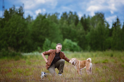 View of a dog on field