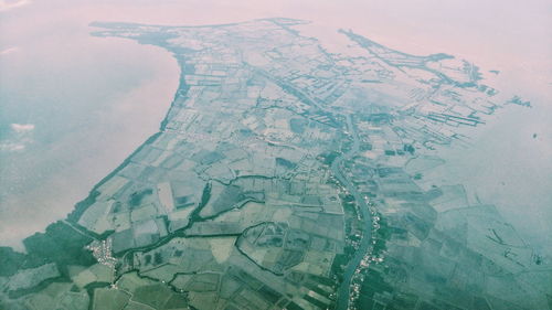 Aerial view of sea from airplane window