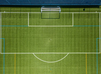 High angle view of soccer field