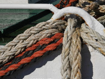 Ropes on boat during sunny day