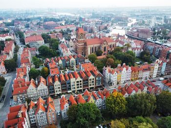 High angle view of buildings in city