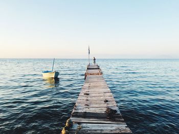 Scenic view of sea against clear sky