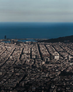 High angle view of city at seaside