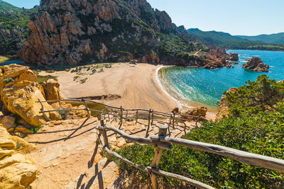 Scenic view of sea and mountains