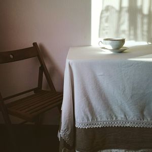 Empty chairs and table at home