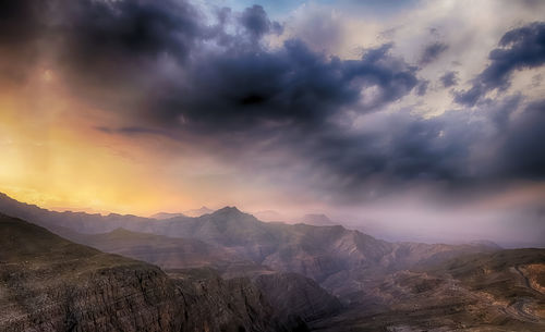 Panoramic view of landscape against cloudy sky