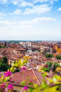 High angle view of townscape against sky