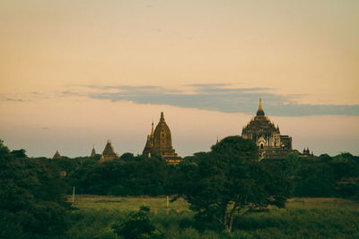 View of temple at sunset