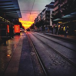 Railroad track at night