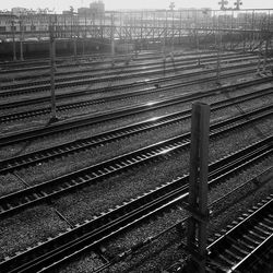 High angle view of empty railroad tracks