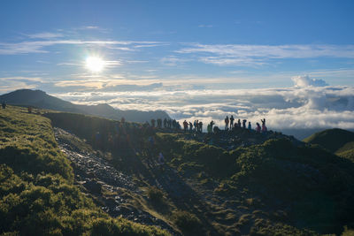 Panoramic view of landscape against sky during sunset