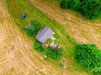 High angle view of agricultural field